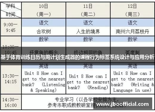 基于体育训练日历与周计划生成器的课程行为标签系统设计与应用分析